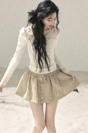 Long Sleeve Lace V-Neck Top