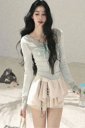Long Sleeve Lace V-Neck Top