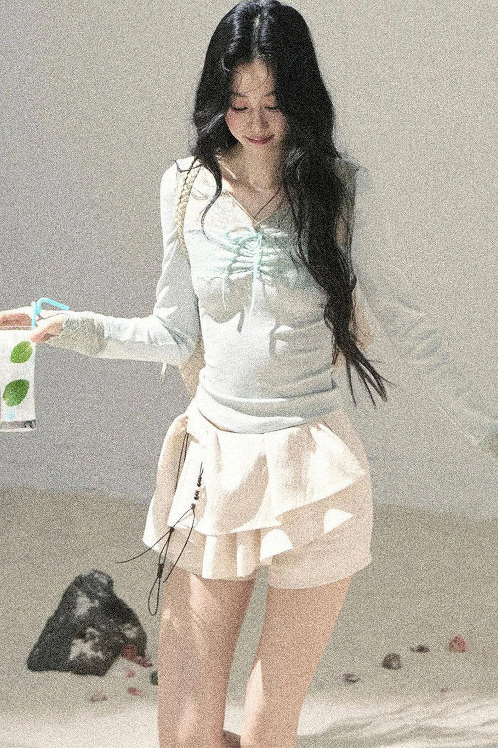 Long Sleeve Lace V-Neck Top