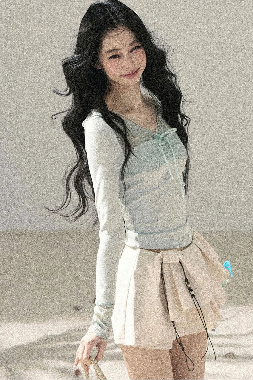 Long Sleeve Lace V-Neck Top