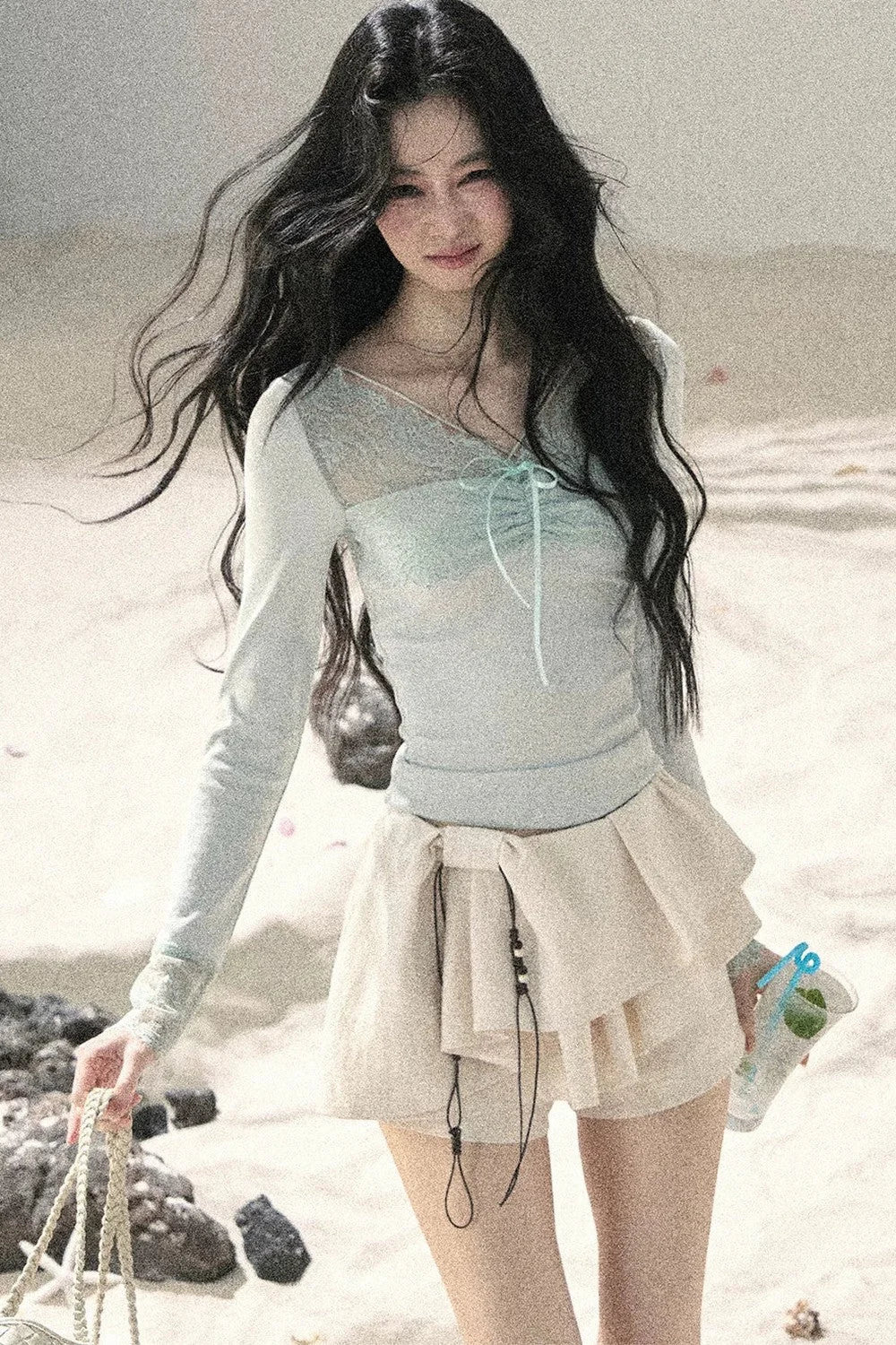 Long Sleeve Lace V-Neck Top