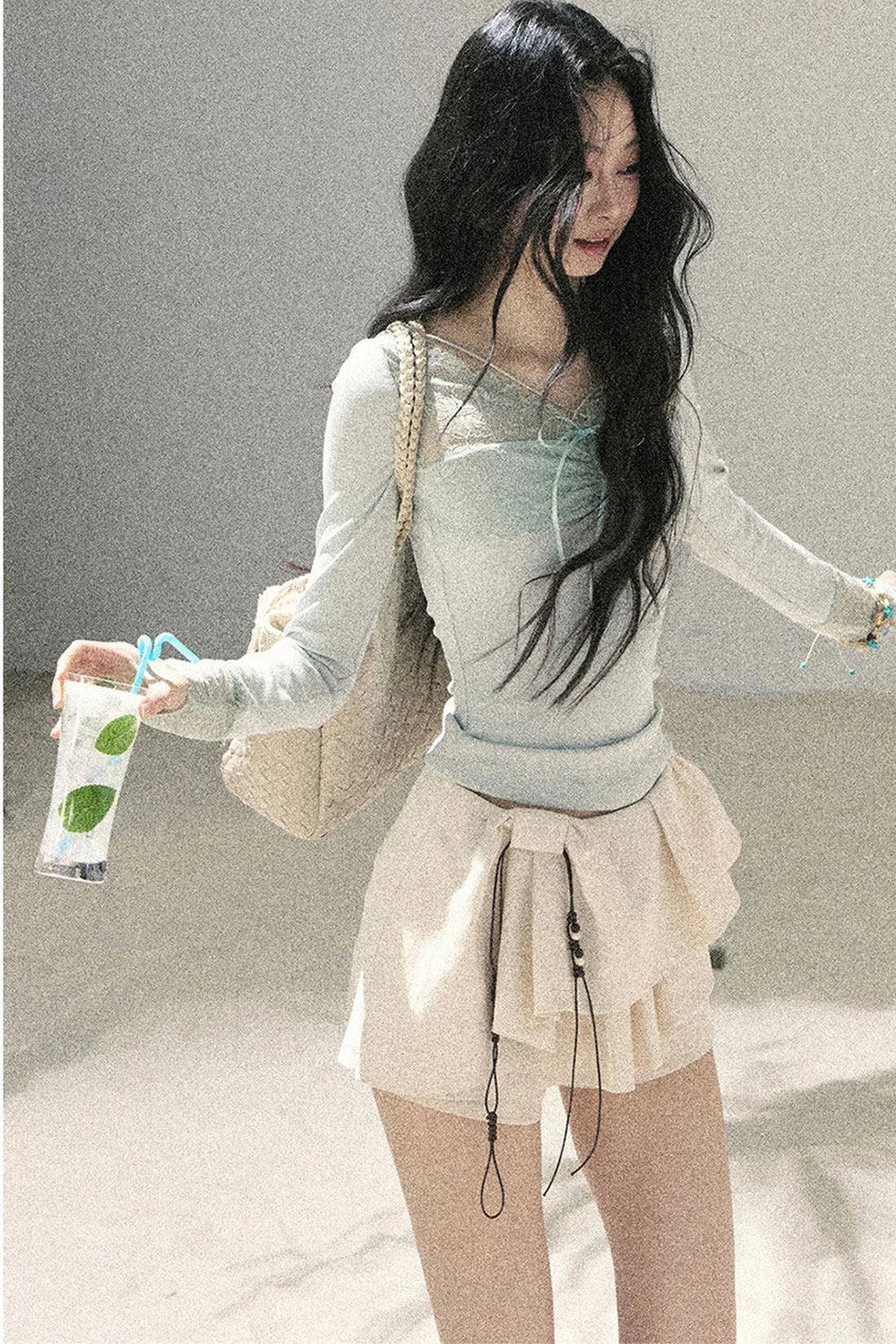 Long Sleeve Lace V-Neck Top
