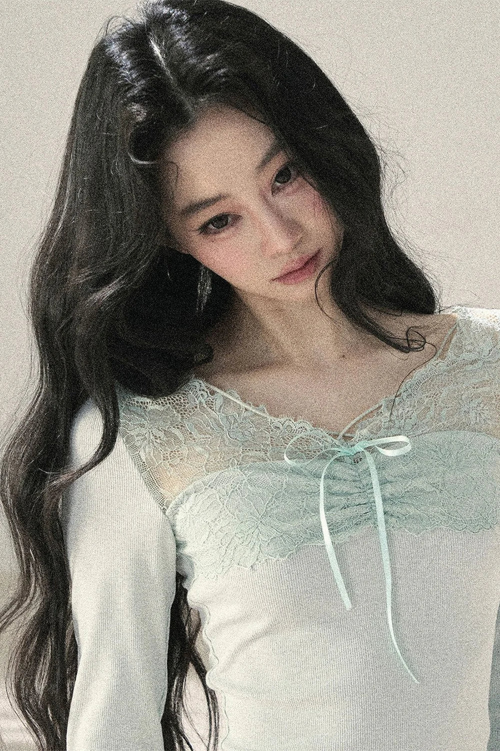 Long Sleeve Lace V-Neck Top
