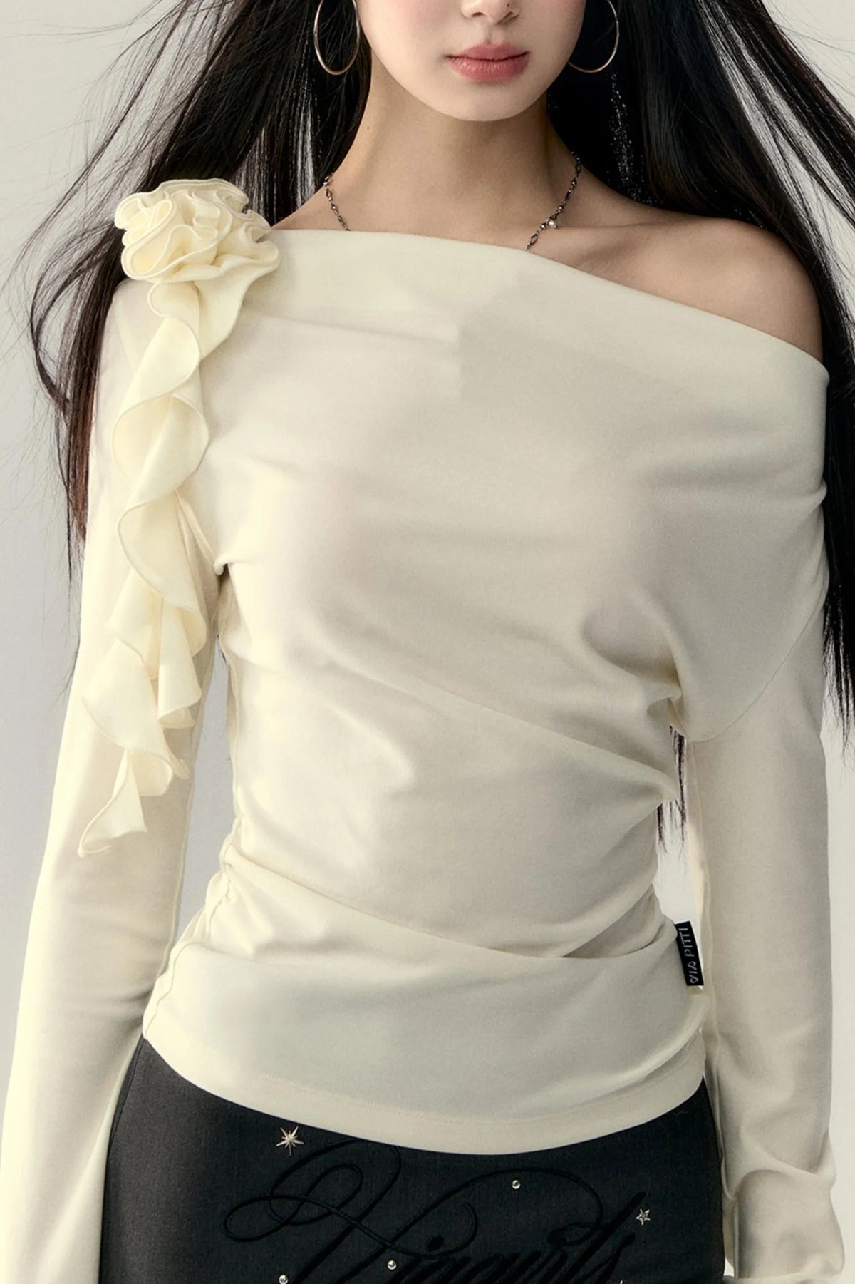 Long Sleeve Roses Flutter Top