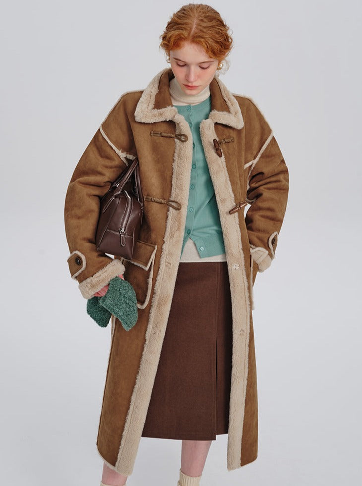 Long suede lambswool coat