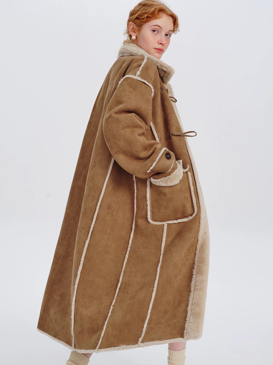 Long suede lambswool coat