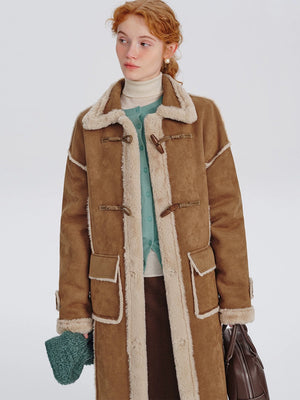 Long suede lambswool coat