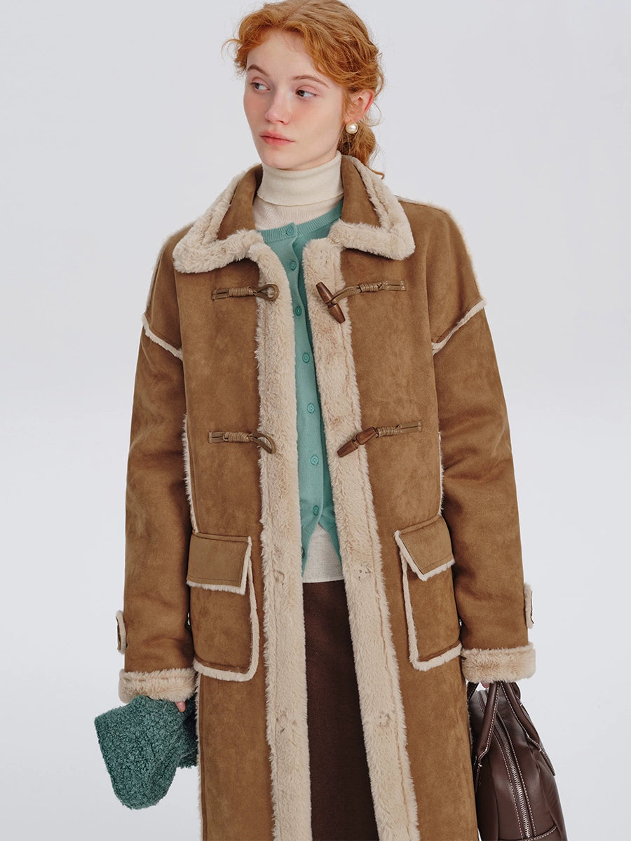 Long suede lambswool coat