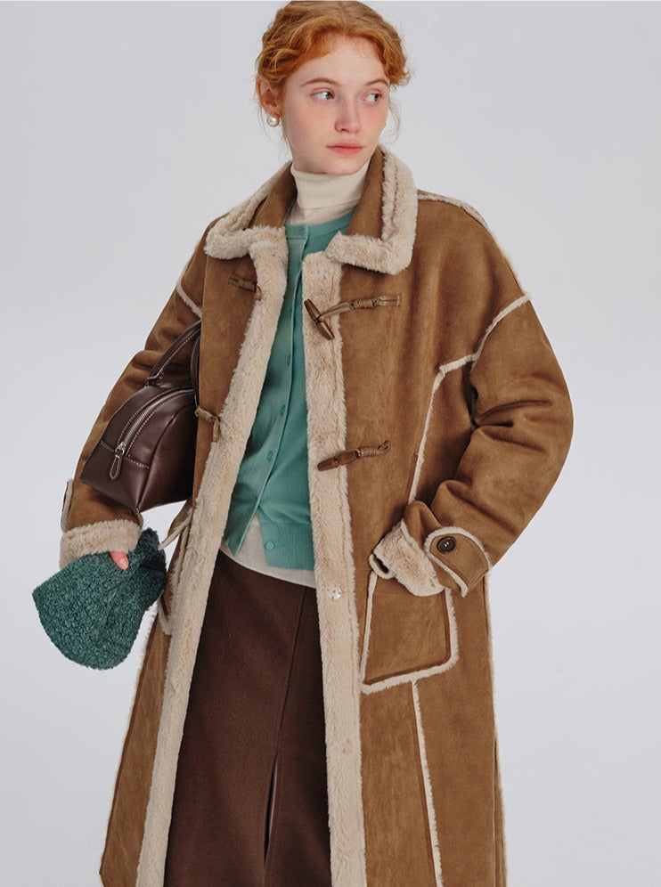 Long suede lambswool coat