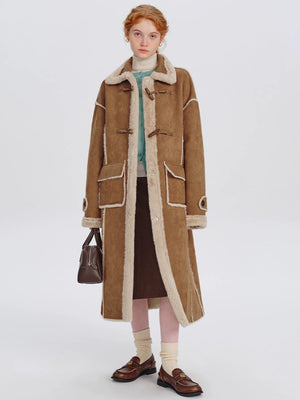 Long suede lambswool coat