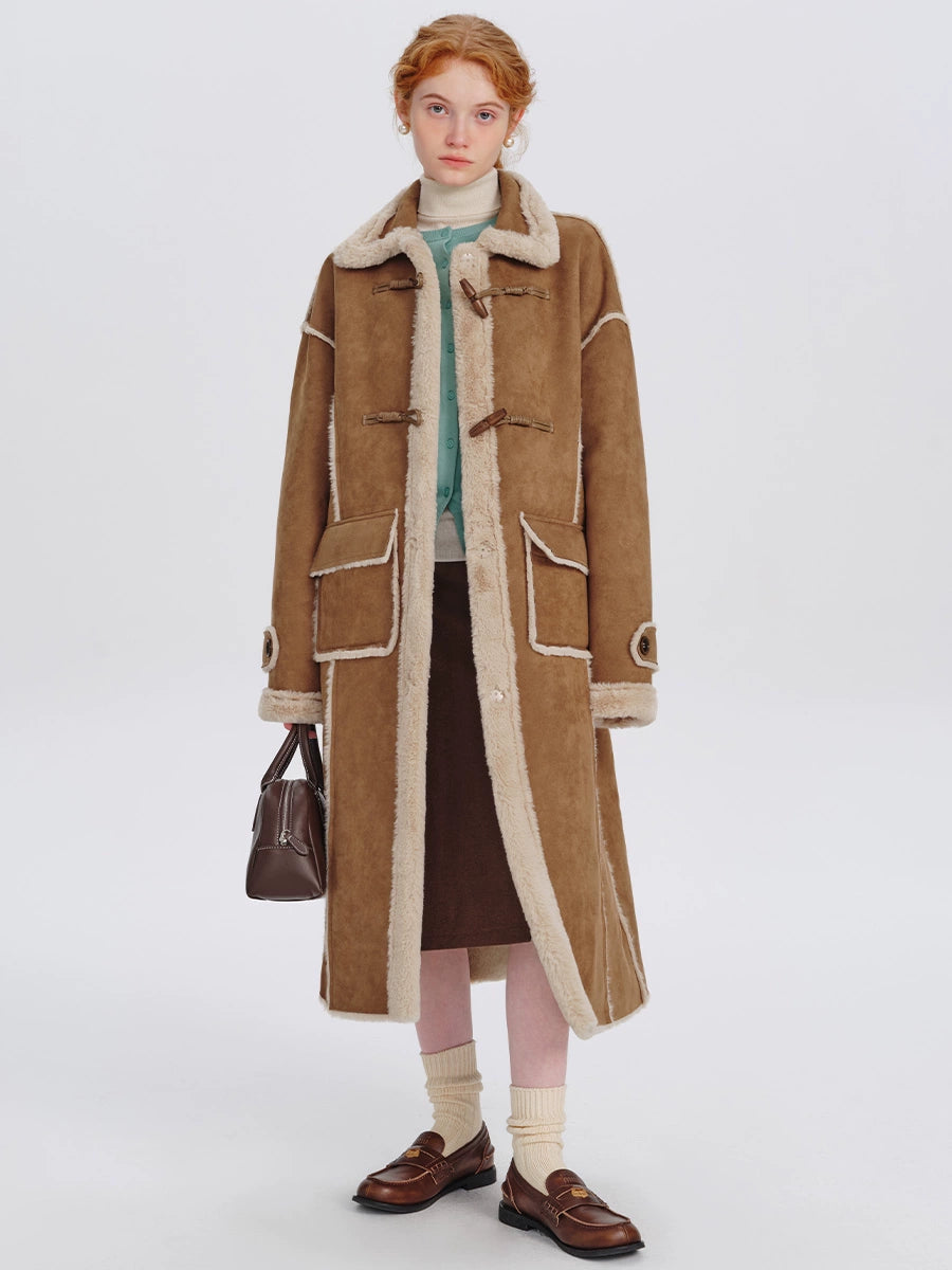 Long suede lambswool coat