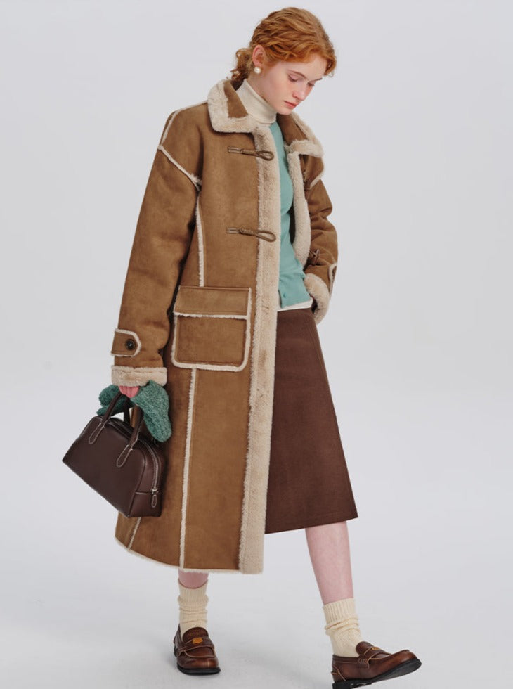 Long suede lambswool coat