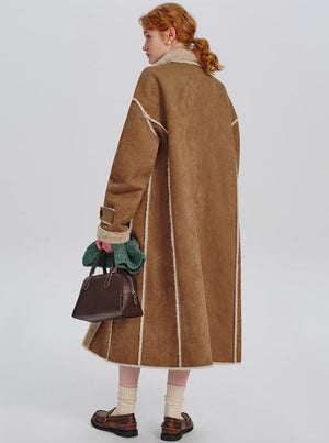 Long suede lambswool coat