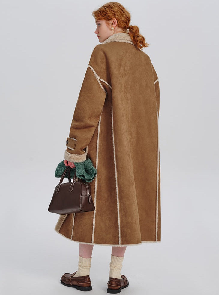 Long suede lambswool coat