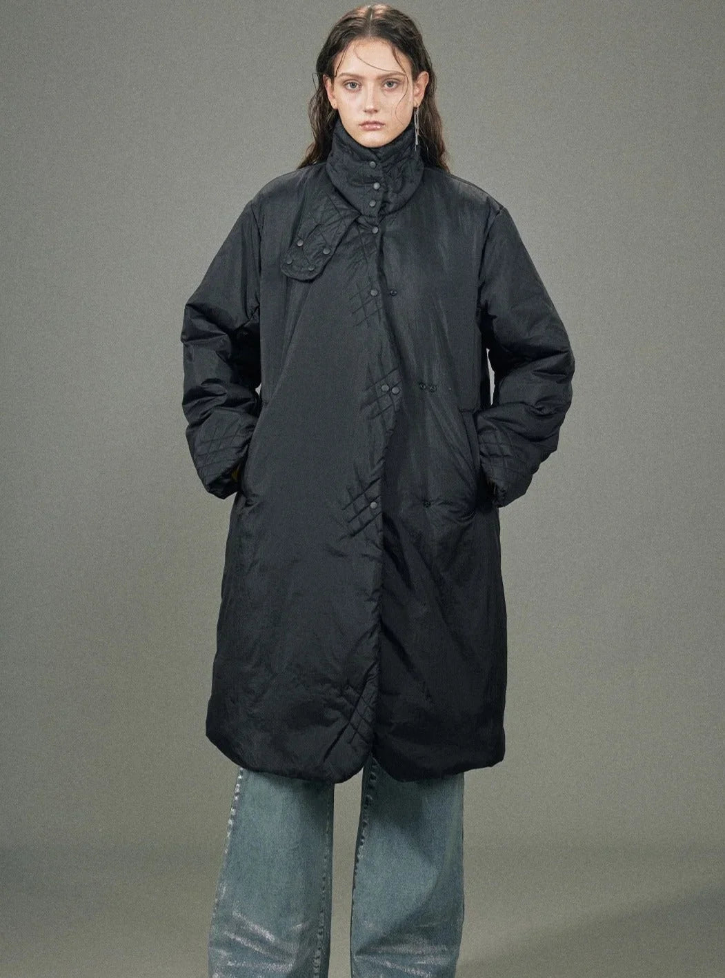 Long tand-up collar Jacket