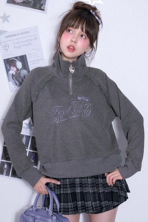 Loose Casual Waffle Long-Sleeve Top