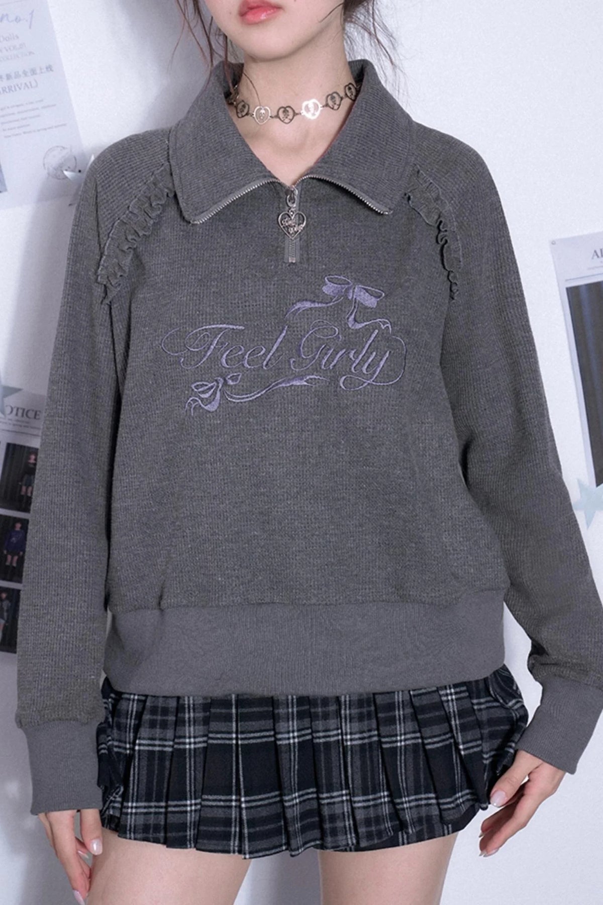 Loose Casual Waffle Long-Sleeve Top
