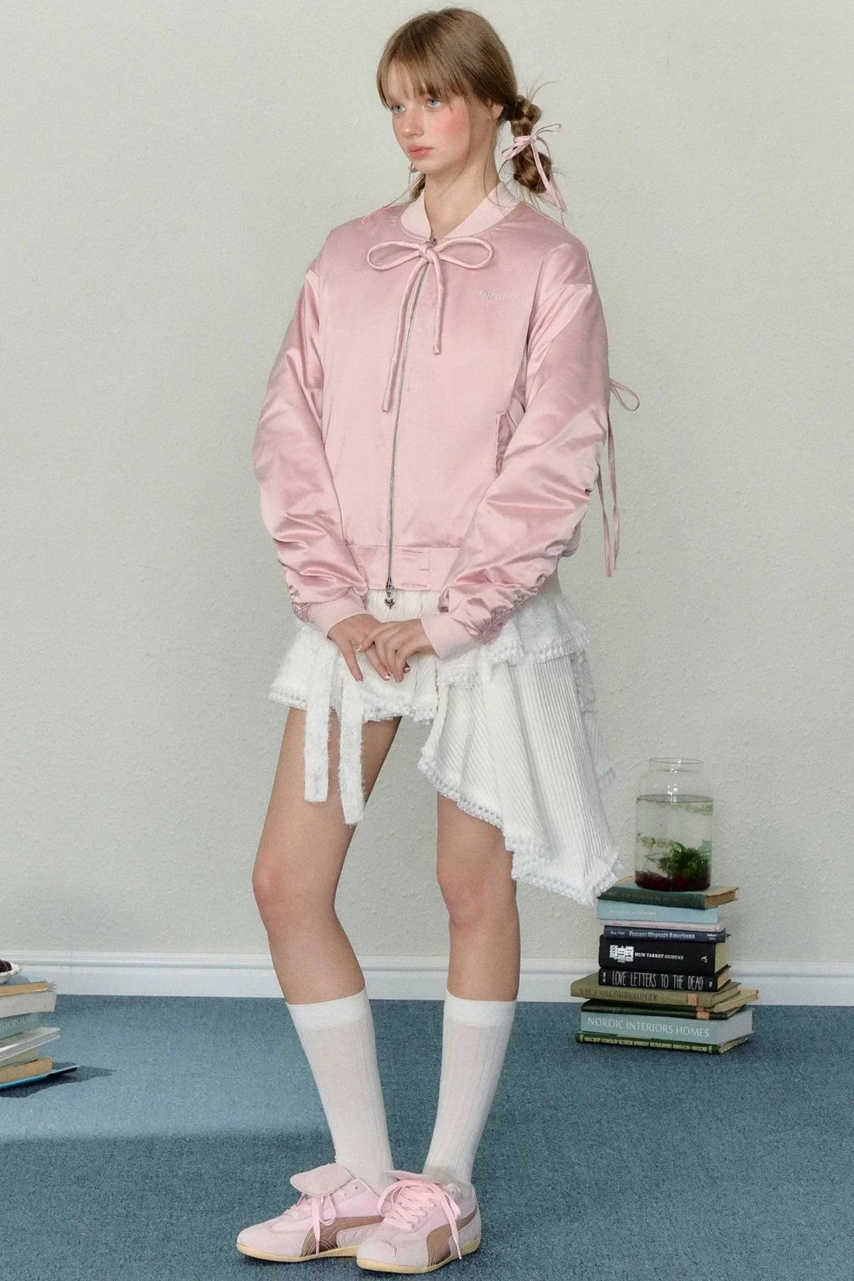 Loose Fit Pink Embroidered Jacket