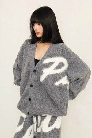 Loose Fit Simple Slim Knit Sweater Set-Up
