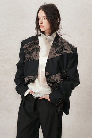 Loose Fit Structured Velvet Jacket