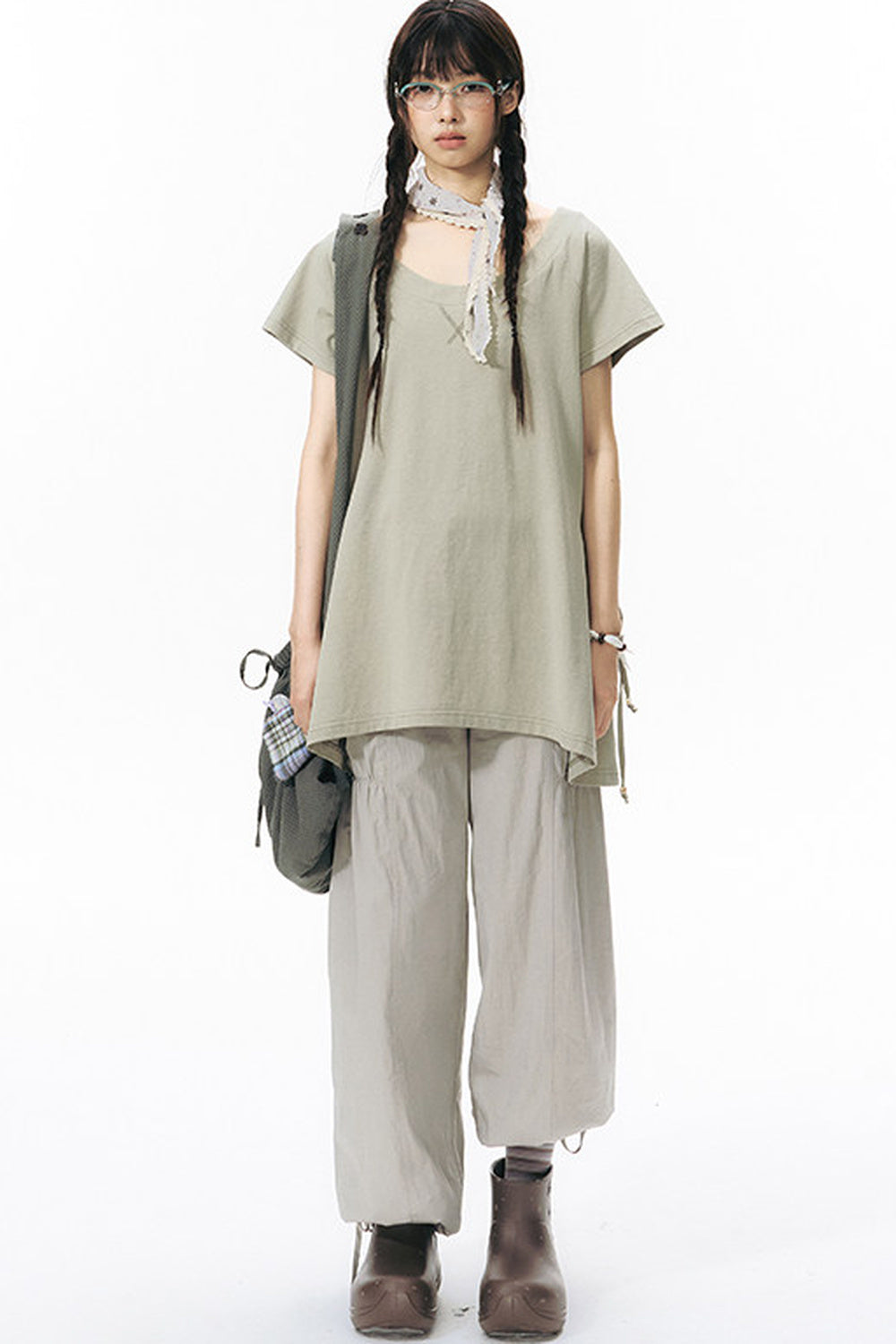 Loose Irregular Large Pocket Short-Sleeve T-Shirt