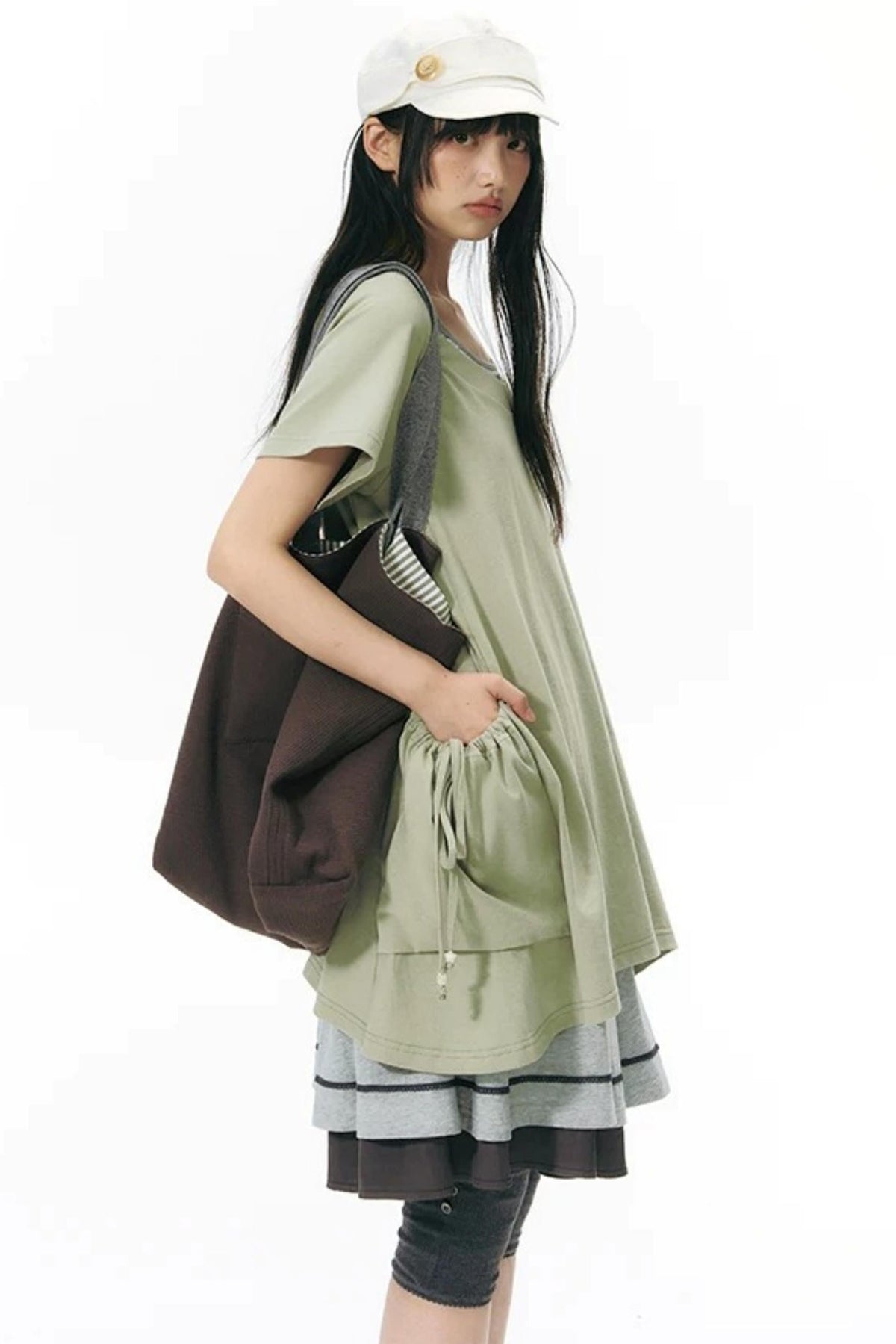 Loose Irregular Large Pocket Short-Sleeve T-Shirt