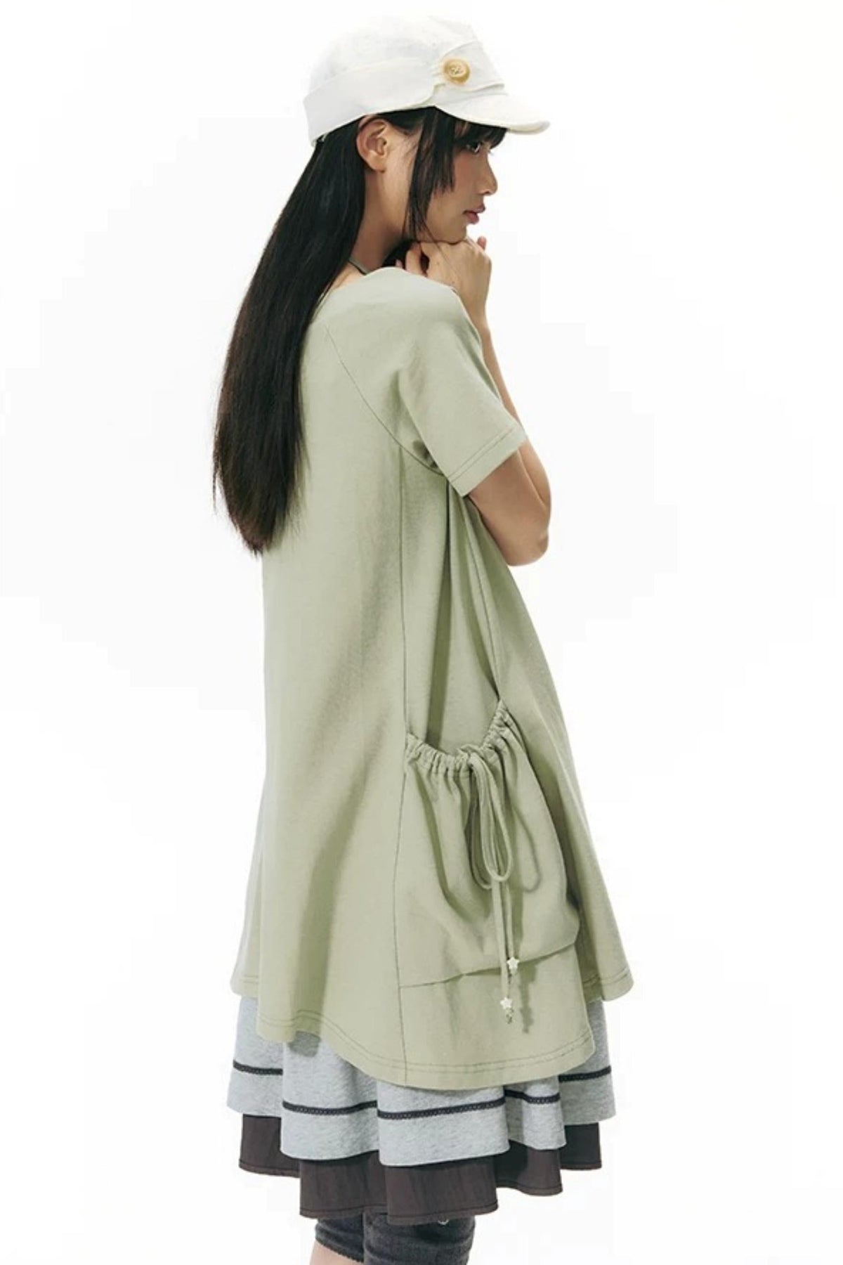 Loose Irregular Large Pocket Short-Sleeve T-Shirt
