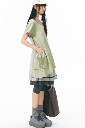 Loose Irregular Large Pocket Short-Sleeve T-Shirt