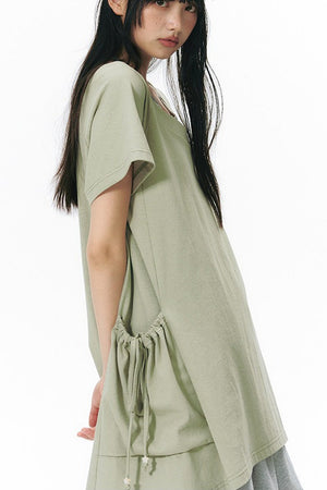 Loose Irregular Large Pocket Short-Sleeve T-Shirt