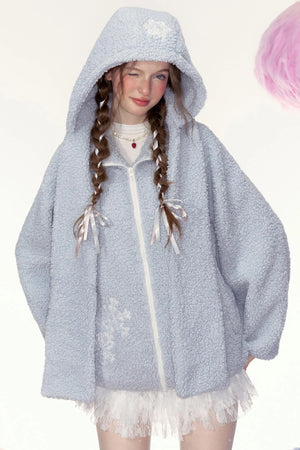 Loose Lambswool Hoodie Jacket