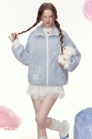 Loose Lambswool Hoodie Jacket