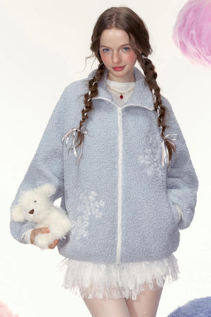 Loose Lambswool Hoodie Jacket