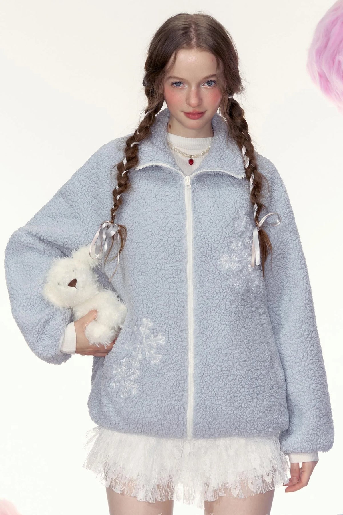 Loose Lambswool Hoodie Jacket
