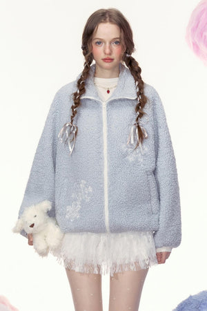 Loose Lambswool Hoodie Jacket