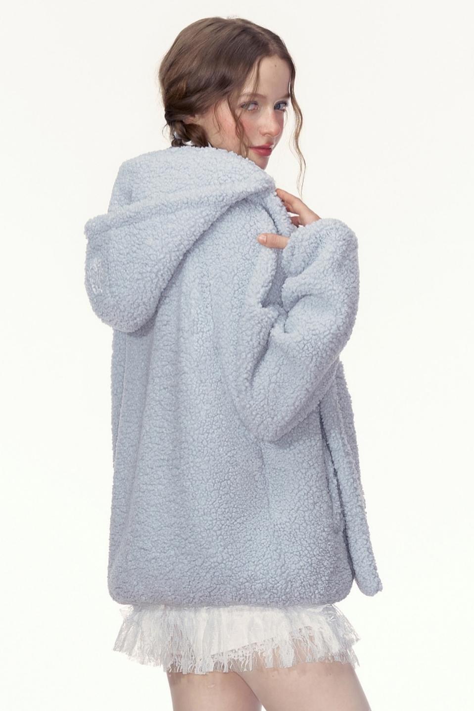 Loose Lambswool Hoodie Jacket