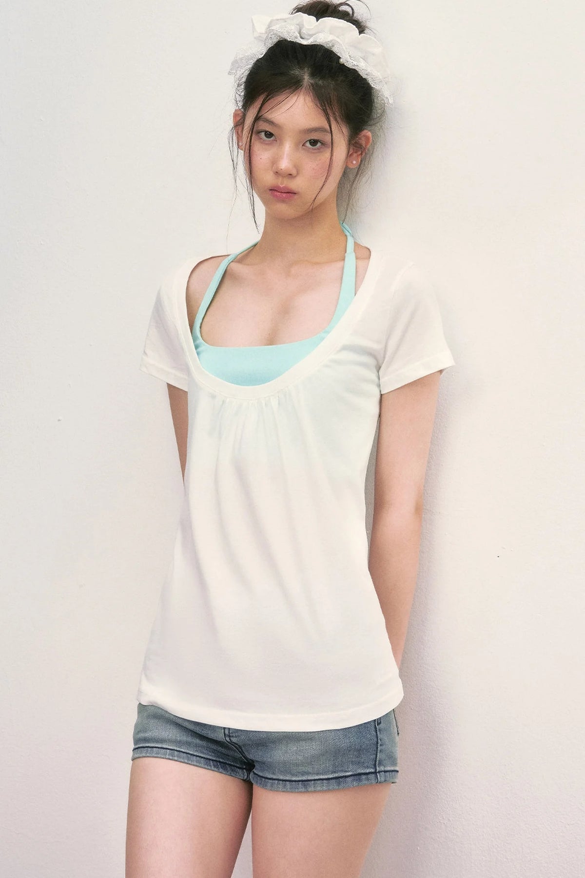 Loose Layered-Look Halter Two-Piece Top Set