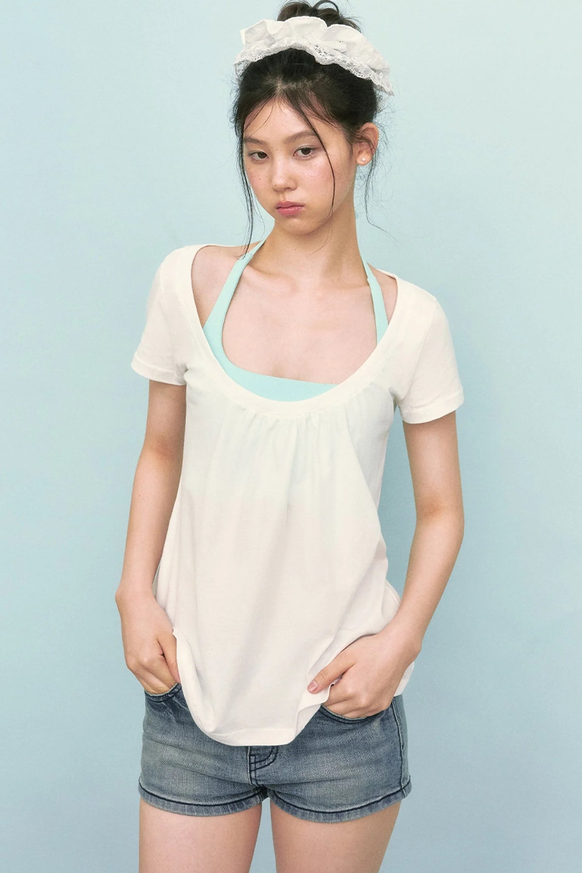Loose Layered-Look Halter Two-Piece Top Set