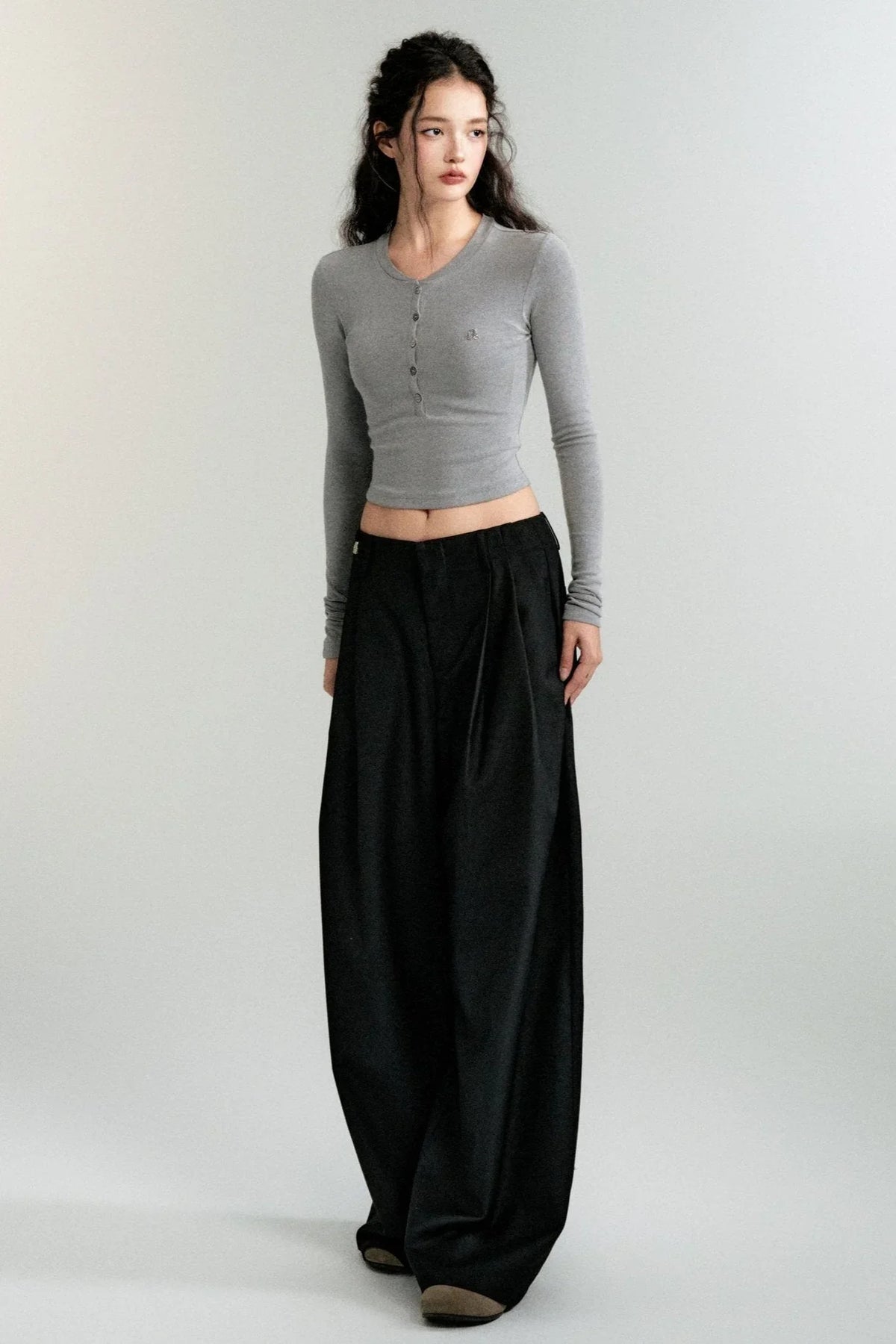 Loose Padded Shoulders Trousers Set-Up