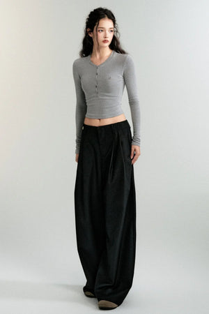 Loose Padded Shoulders Trousers Set-Up