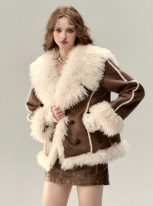 Loose rabbit down warm cropped jacket