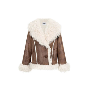 Loose rabbit down warm cropped jacket