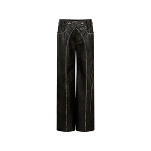 Loose rubbing pu leather pants