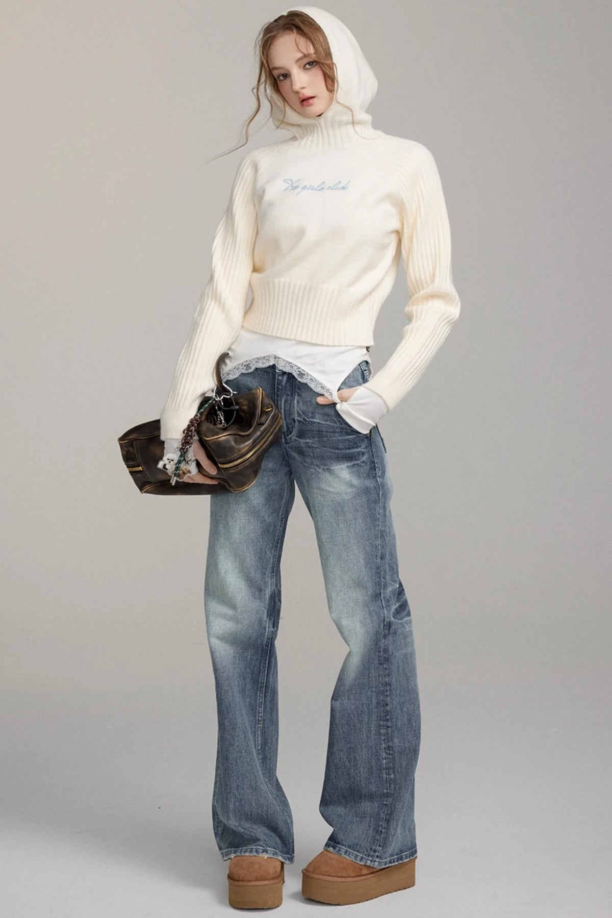Loose Straight Washed Denim Pants