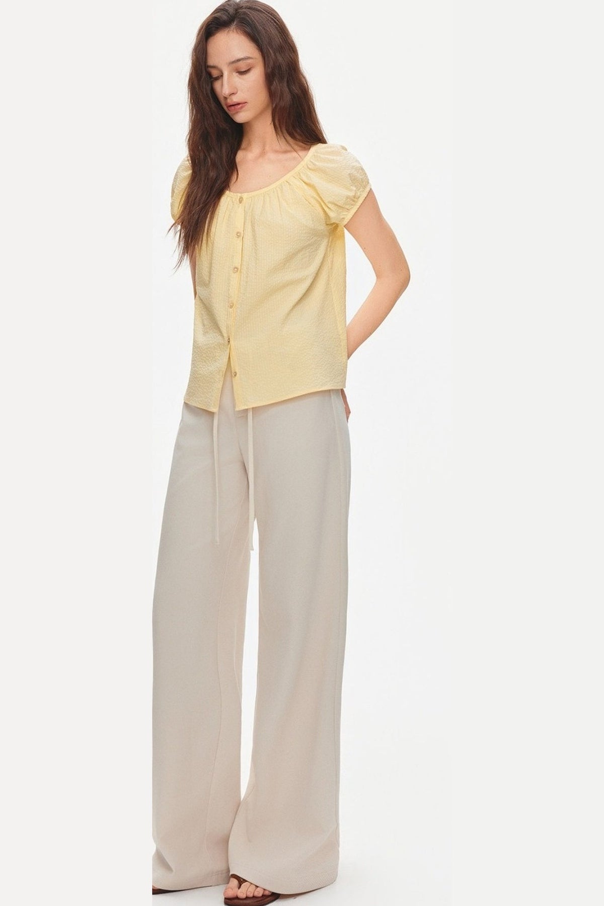 Loose Textured Cotton Seersucker Shirt