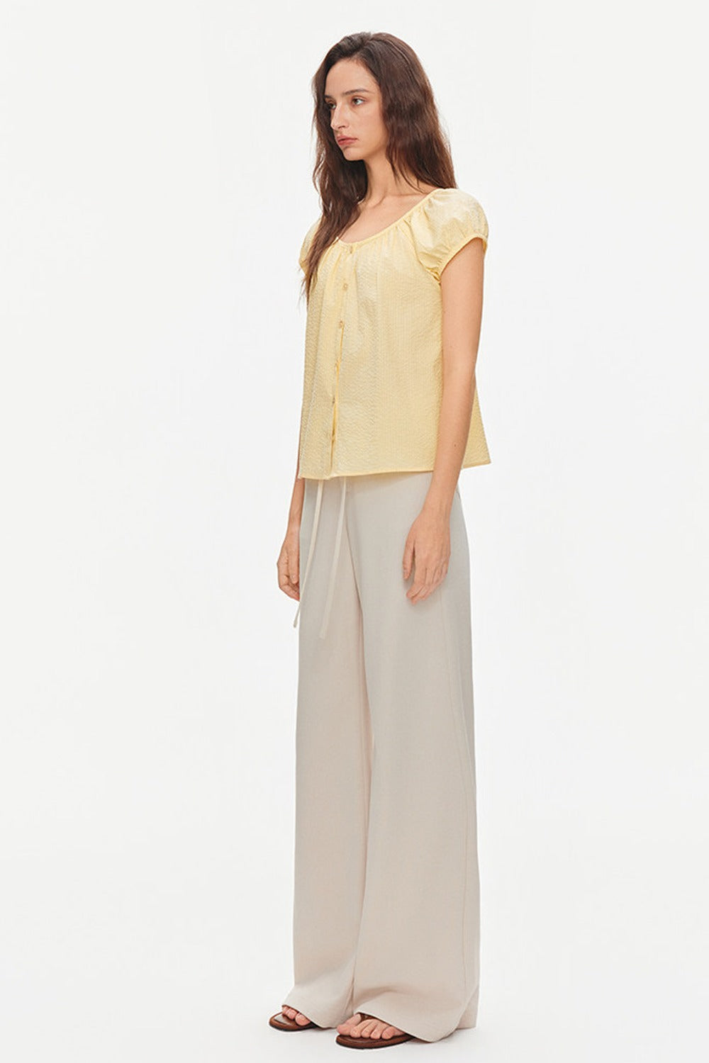Loose Textured Cotton Seersucker Shirt