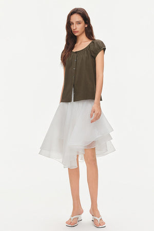 Loose Textured Cotton Seersucker Shirt