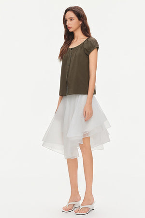 Loose Textured Cotton Seersucker Shirt