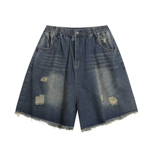 Loose Versatile Denim Cropped Pants