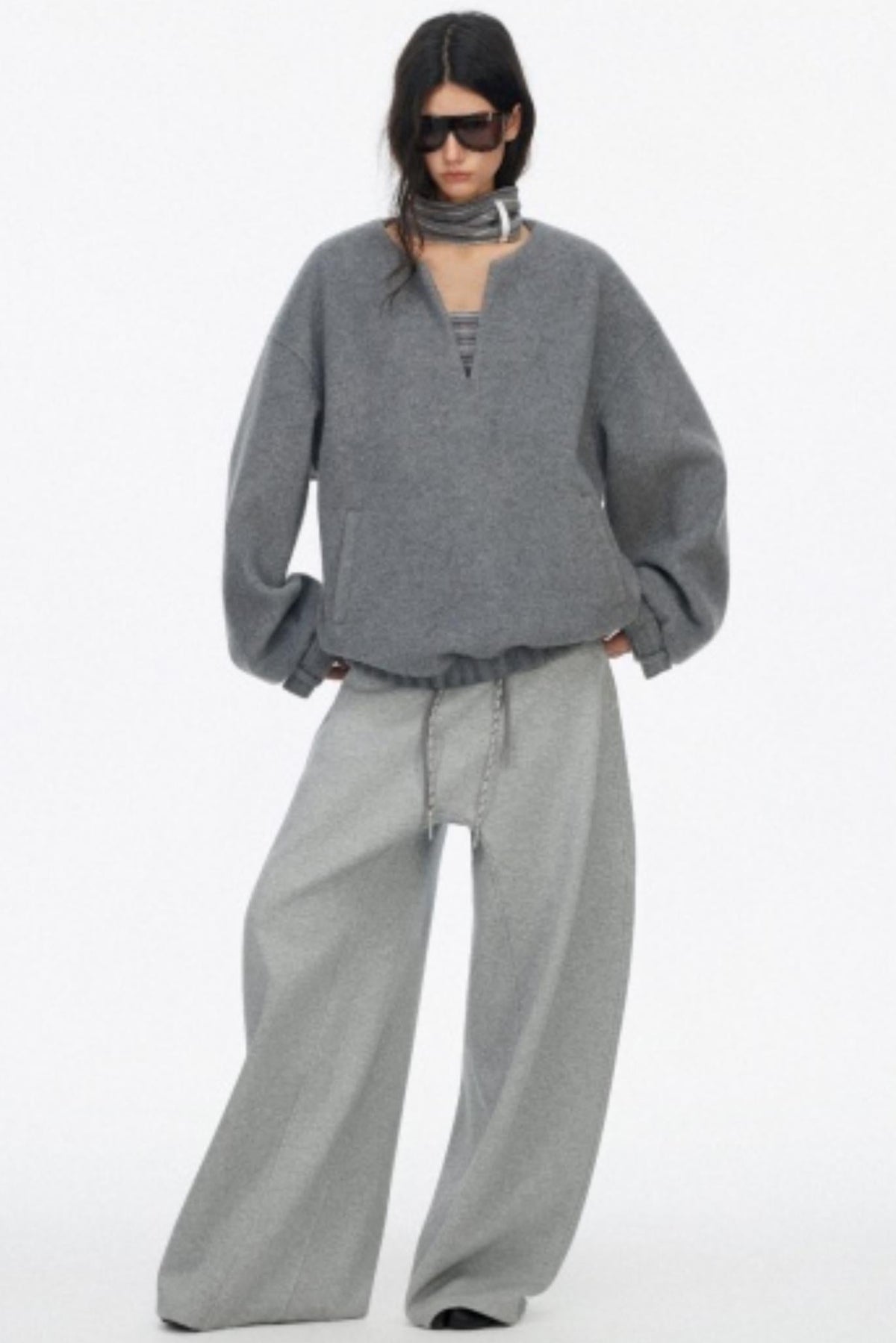 Loose Wool V-Neck Knit Sweatshirt
