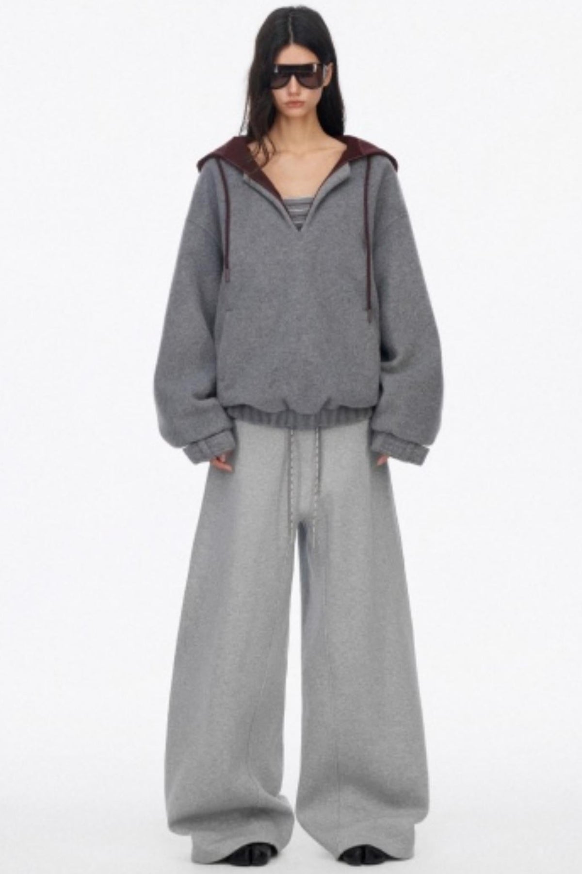 Loose Wool V-Neck Knit Sweatshirt